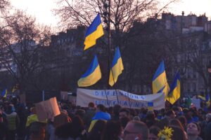 Ukraine flags protest